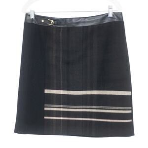 White House Black Market Black Skirt Black Plaid Front Panel Soft Size 10